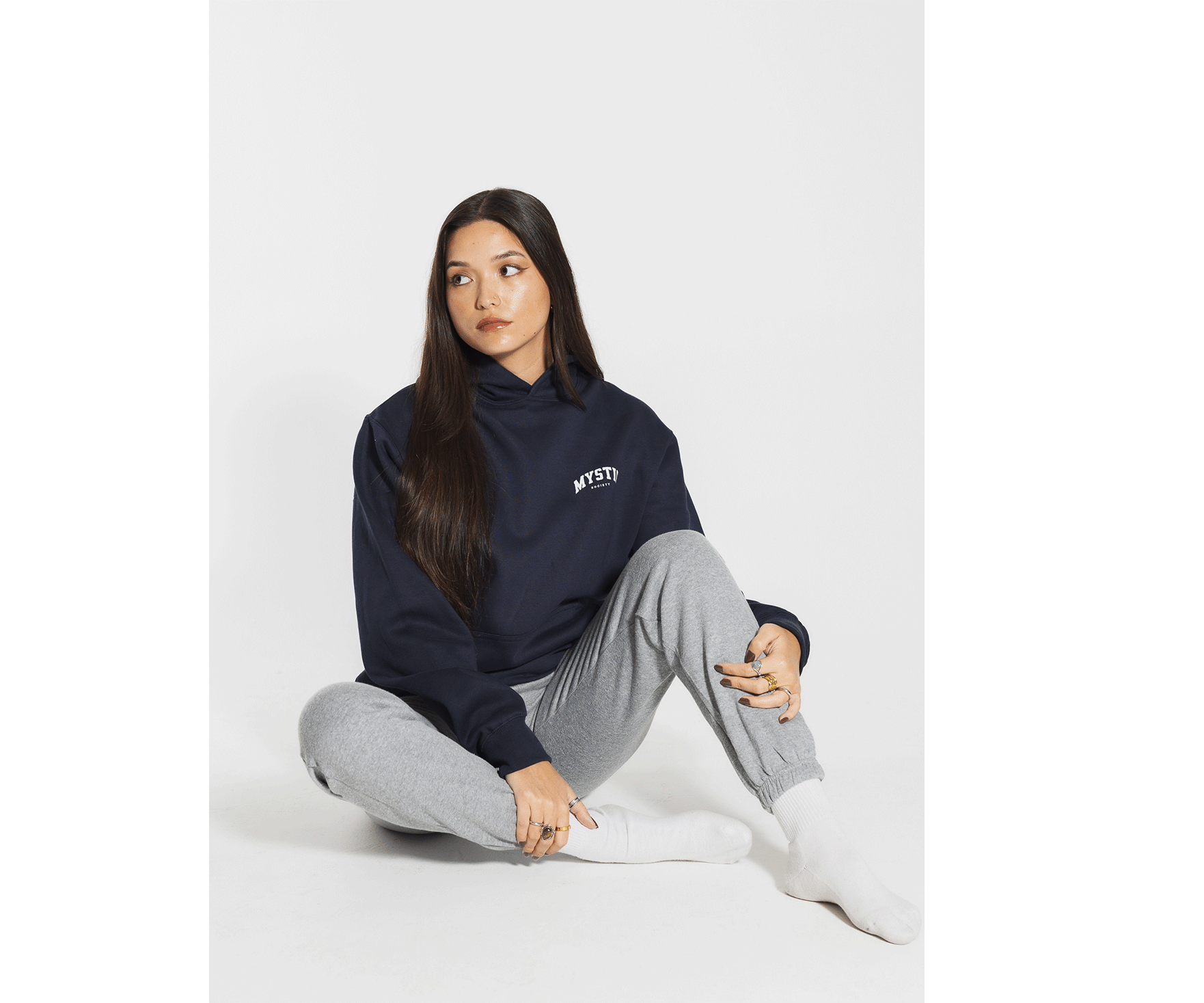 "Navy" Boxed Hoodie